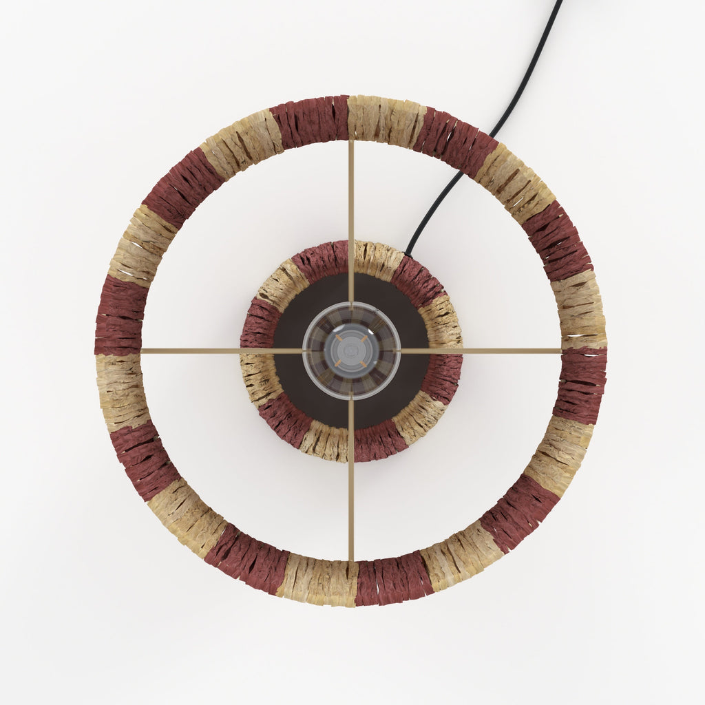 Soléa - Striped Terracotta Palm Leaf Lamp
