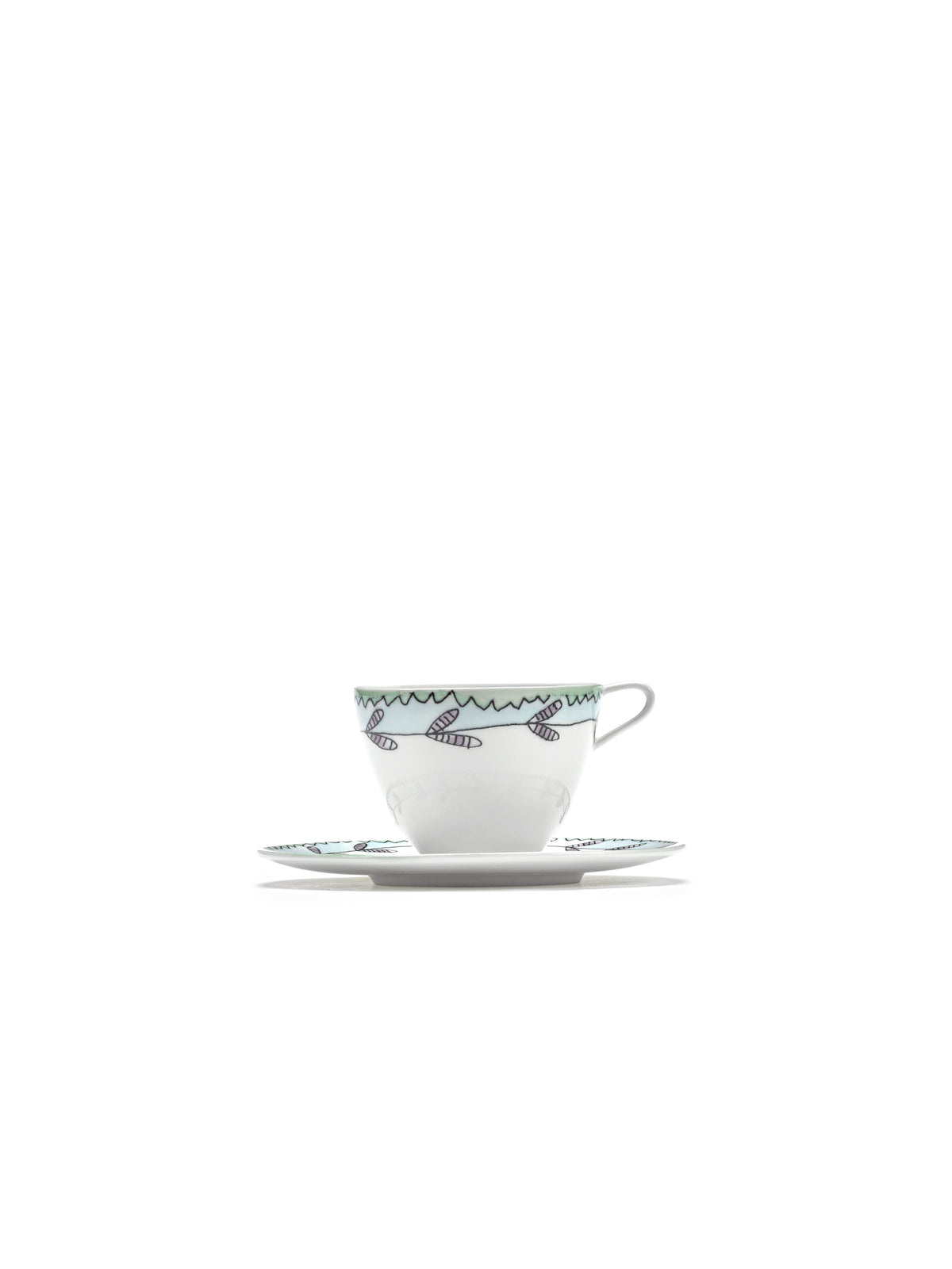 Midnight Flowers - Lot De 2 Tasses À Café Hautes + Soucoupes - Porcelaine Bone China - Blossom Milk