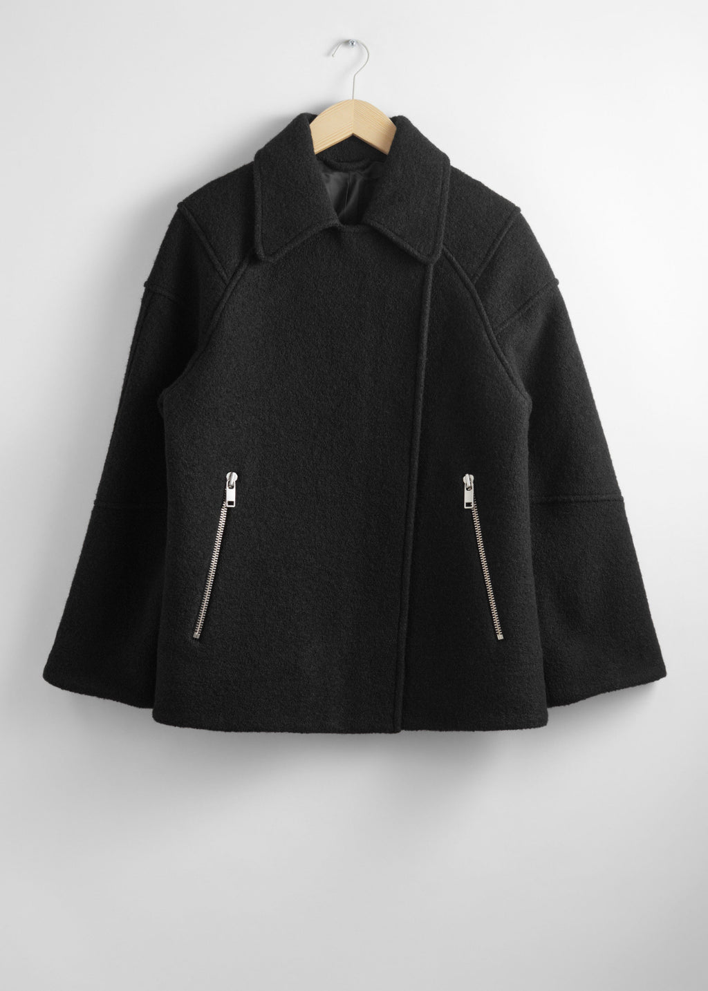 Veste St Jodie En Laine Style Motard - Noire