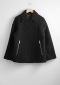 Veste St Jodie En Laine Style Motard - Noire