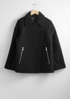 Veste St Jodie En Laine Style Motard - Noire