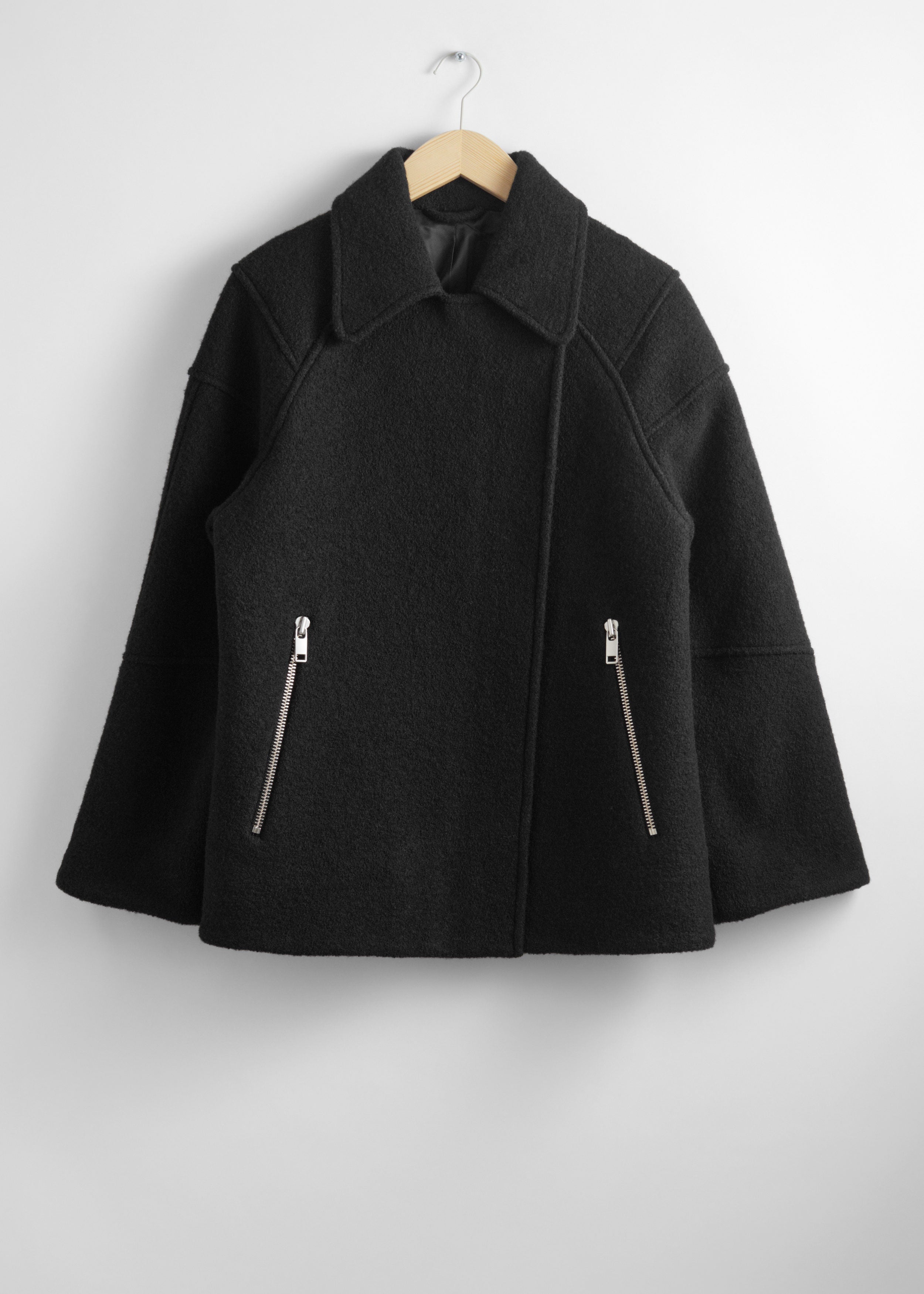 Veste St Jodie En Laine Style Motard - Noire