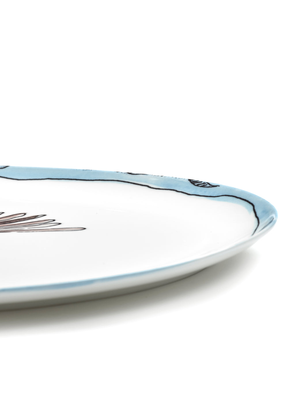 Midnight Flowers - Assiette Ovale °2 - L - Porcelaine Bone China - Camelia Aubergine