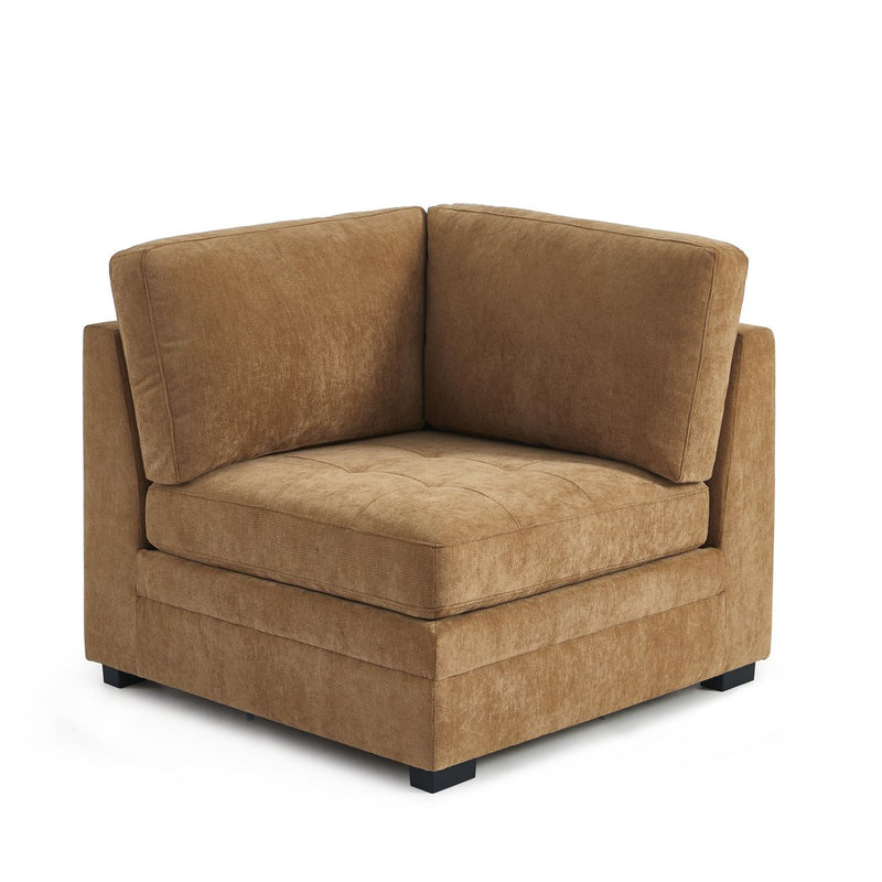 Canapé Droit Modulable 3 Pièces Billie - Tissu Chenille Écureuil