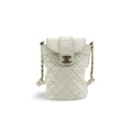 Sac Porté Épaule Chanel Cc Lock Flap Bucket Small Cuir - Blanc