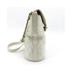 Sac Porté Épaule Chanel Cc Lock Flap Bucket Small Cuir - Blanc