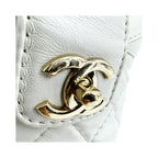 Sac Porté Épaule Chanel Cc Lock Flap Bucket Small Cuir - Blanc