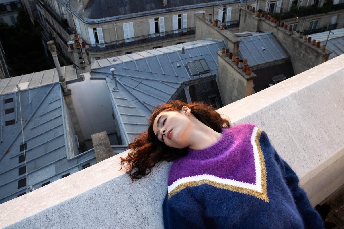 Maglione Celeste blu navy e mora