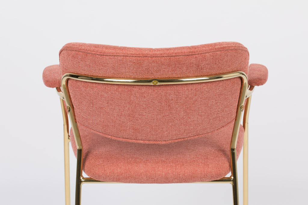Jolien - Dining Room Armchair - Fabric - Gold/Pink