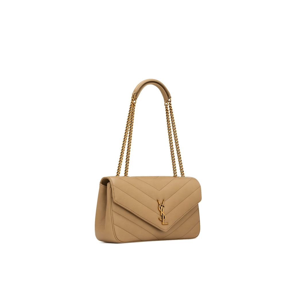 Saint Laurent Lou Lou Medium Axelremsväska - Beige - Dam