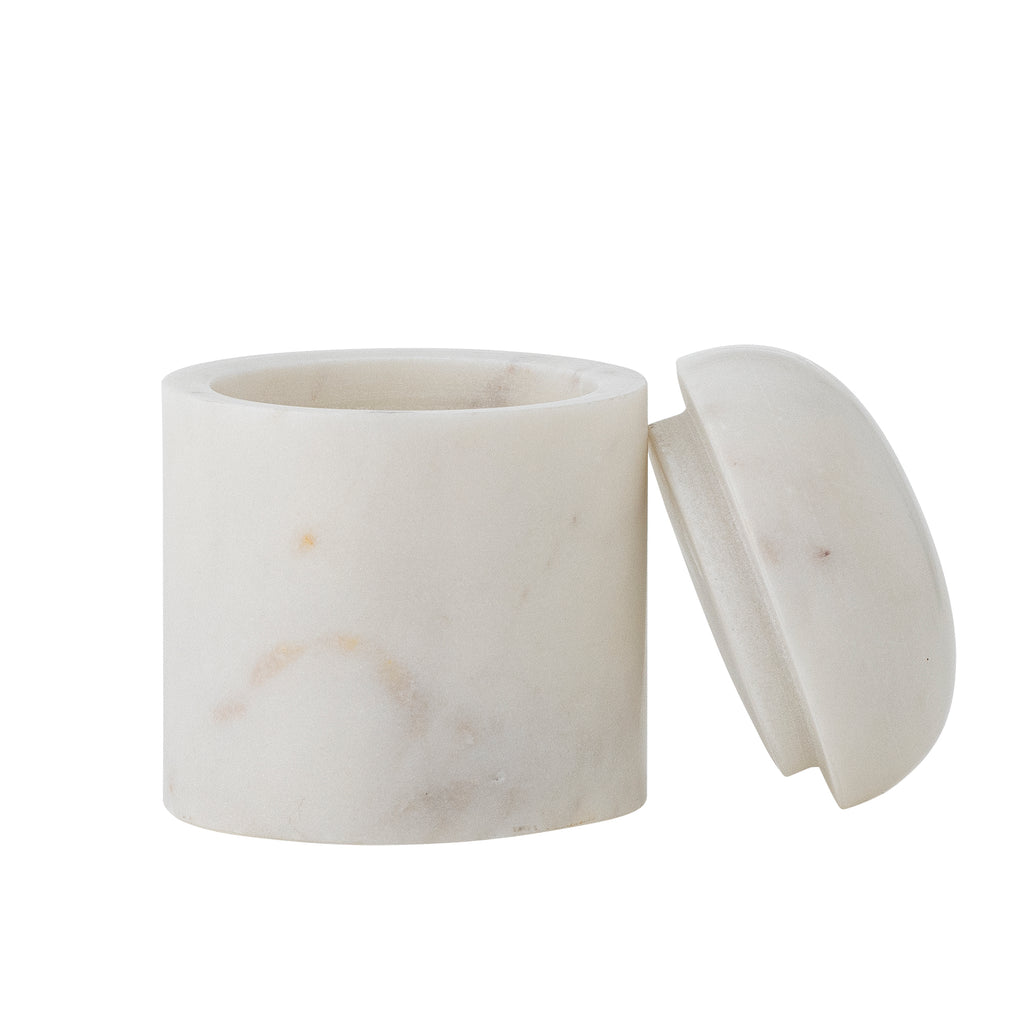 Lira - Jar with Lid - White - Marble
