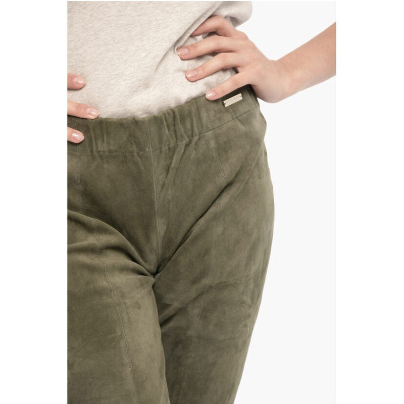 Elastic Waistband Suede Leggings