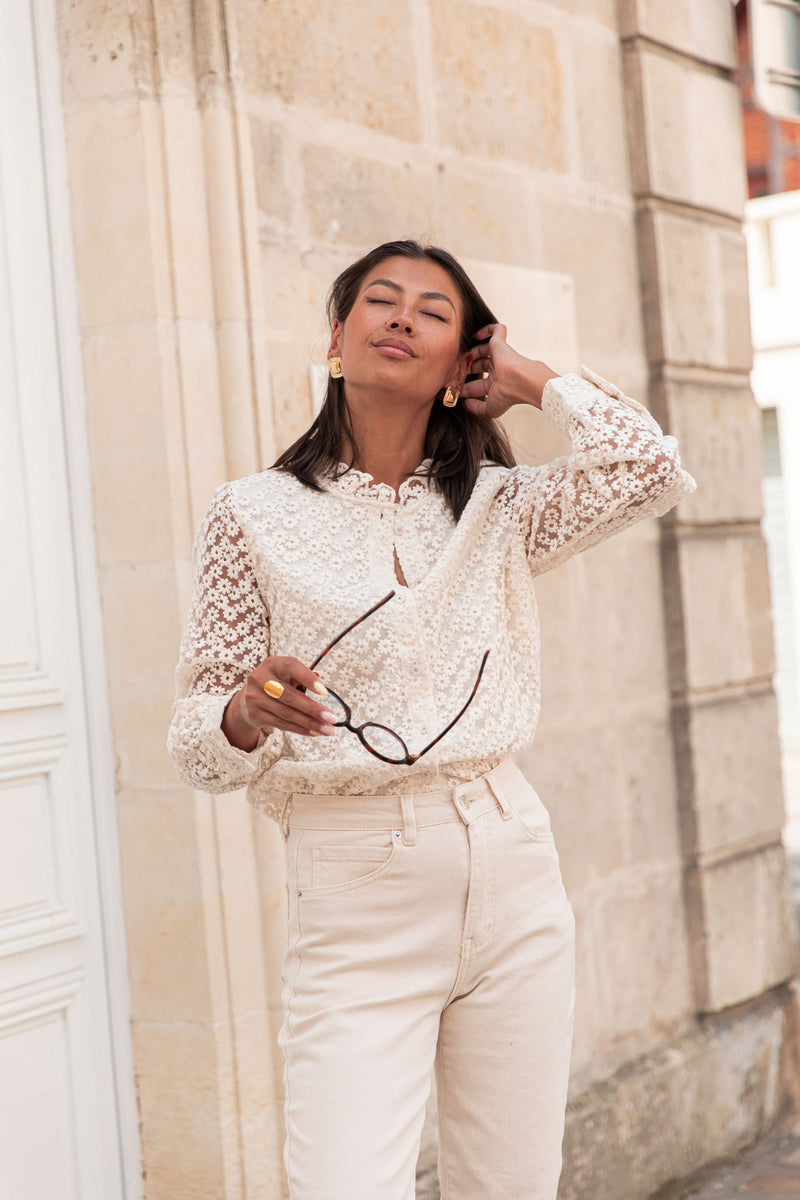 ÉLÉONORE Écrue - Chemise Dentelle