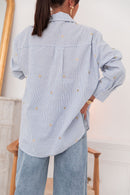 ELLIE Bleue/Dorée - Chemise Coeurs