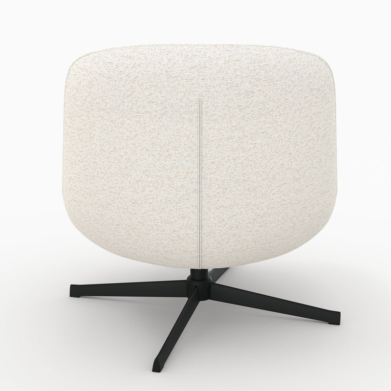Fauteuil Elvis pivotant en tissu bouclé blanc cassé