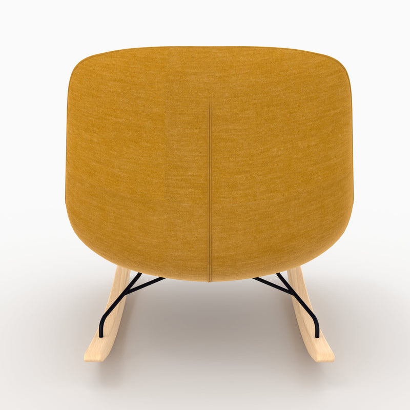 Rocking chair Alvin en tissu jaune moutarde
