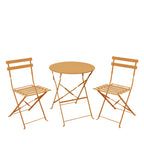 Marseille - Ensemble Table De Jardin Pliante Ronde Bistrot Et 2 Chaises - Métal - Ocre