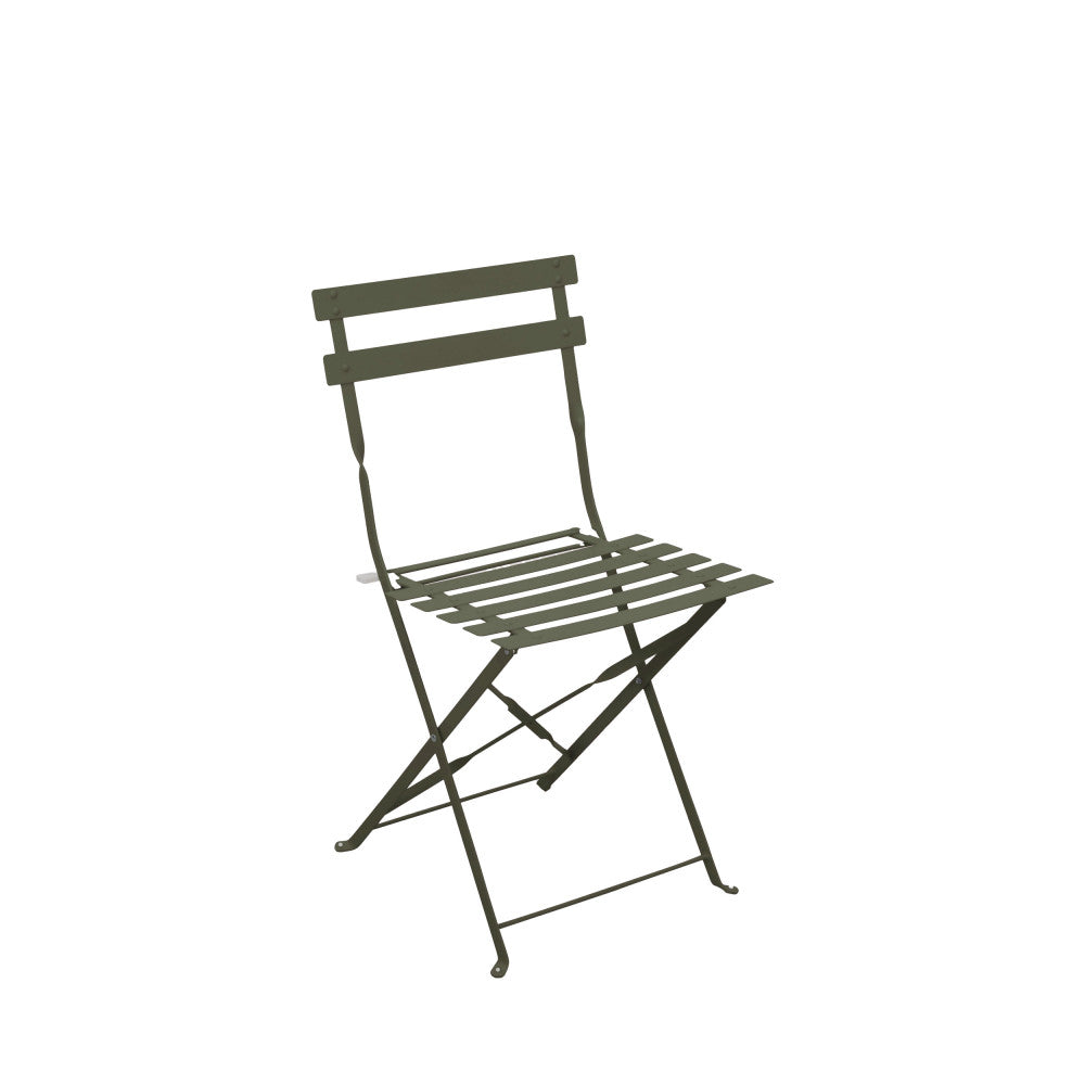 Marseille - Round Folding Bistro Garden Table Set and 2 Chairs - Metal - Khaki Green