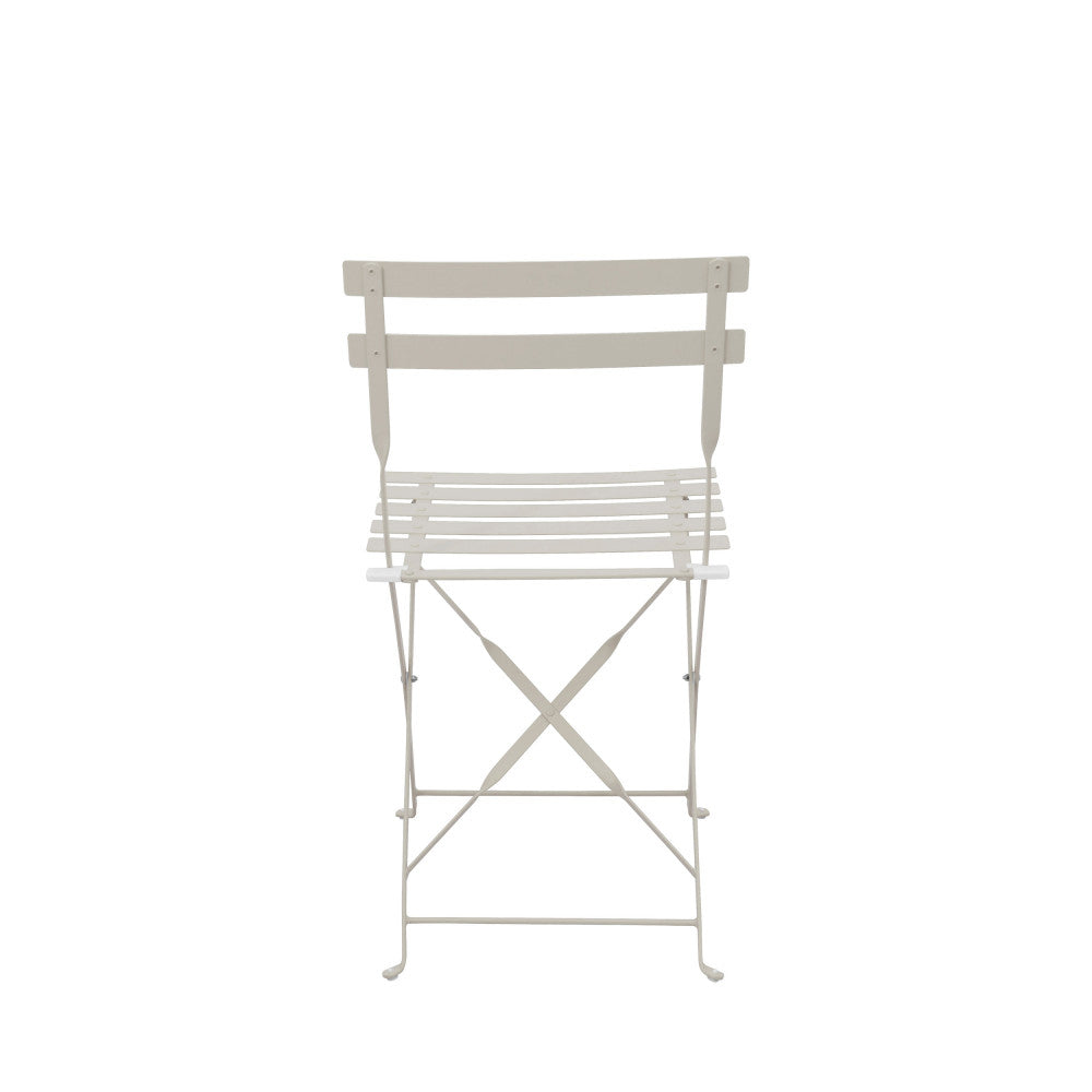 Marseille - Round Bistro Folding Garden Table Set and 2 Chairs - Metal - Beige