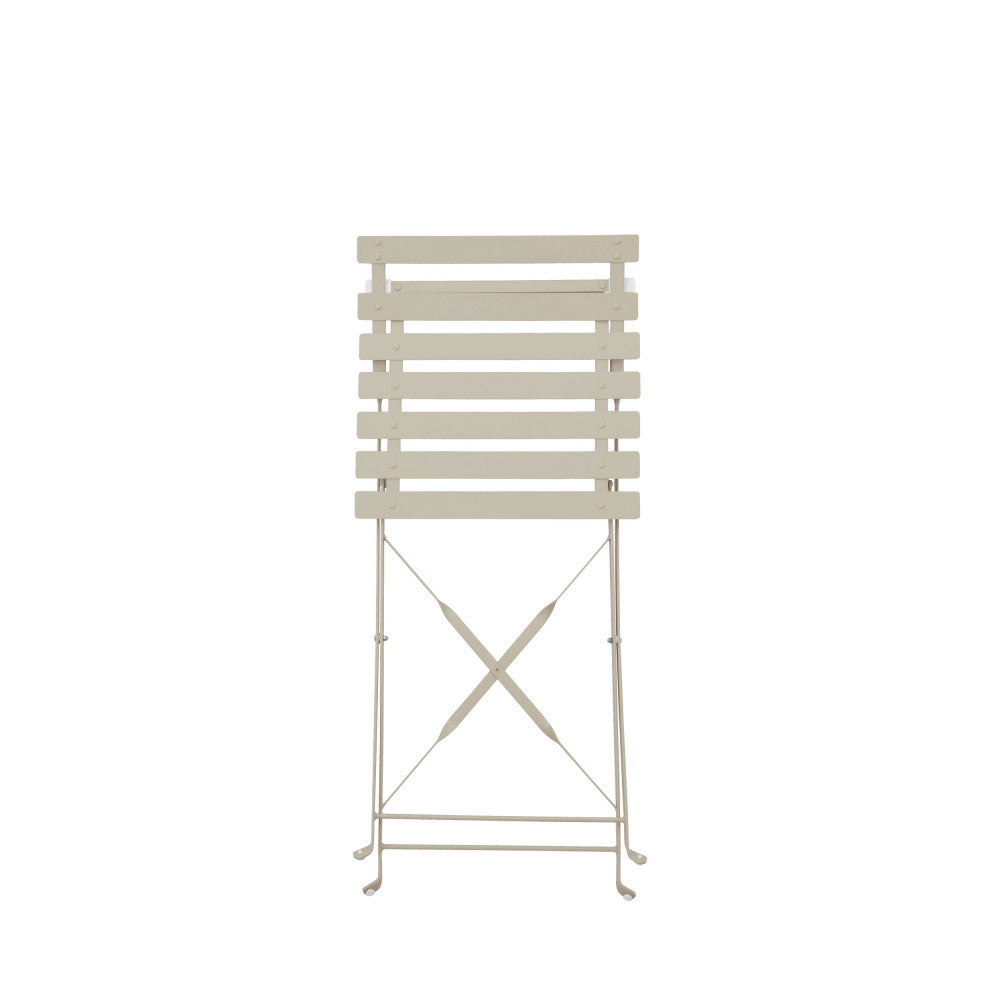 Marseille - Round Bistro Folding Garden Table Set and 2 Chairs - Metal - Beige