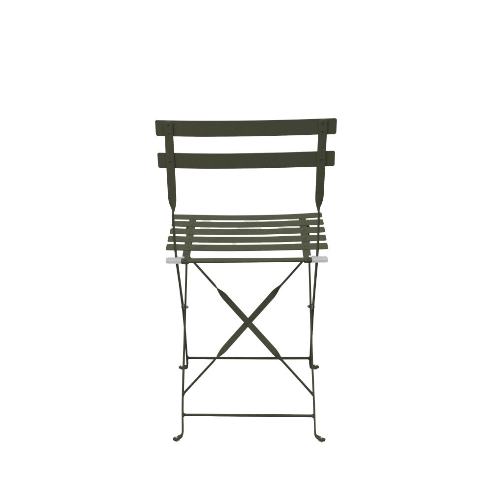 Marseille - Round Folding Bistro Garden Table Set and 2 Chairs - Metal - Khaki Green