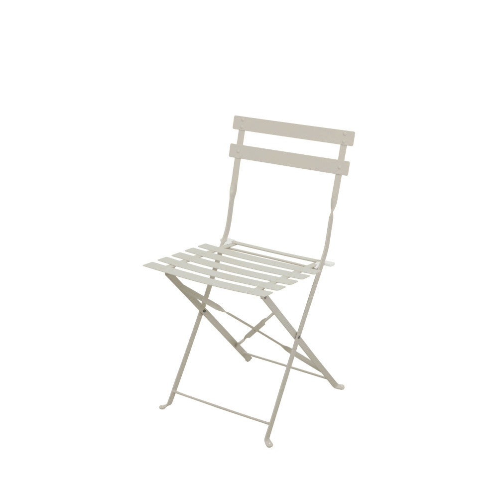 Marseille - Round Bistro Folding Garden Table Set and 2 Chairs - Metal - Beige