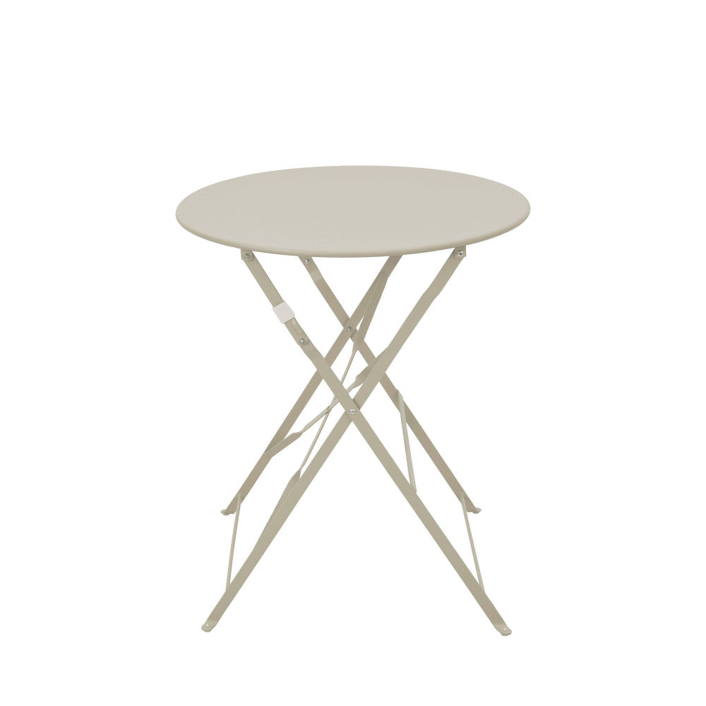 Marseille - Round Bistro Folding Garden Table Set and 2 Chairs - Metal - Beige