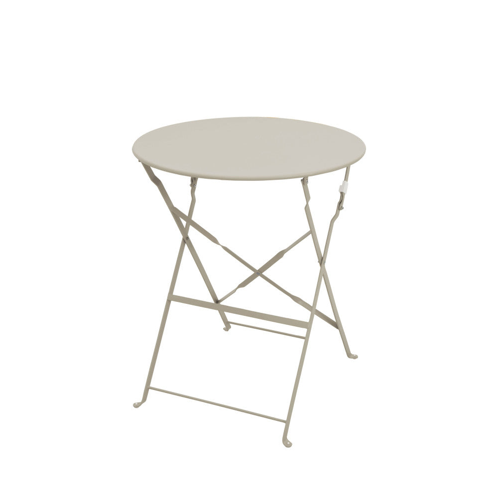 Marseille - Round Bistro Folding Garden Table Set and 2 Chairs - Metal - Beige