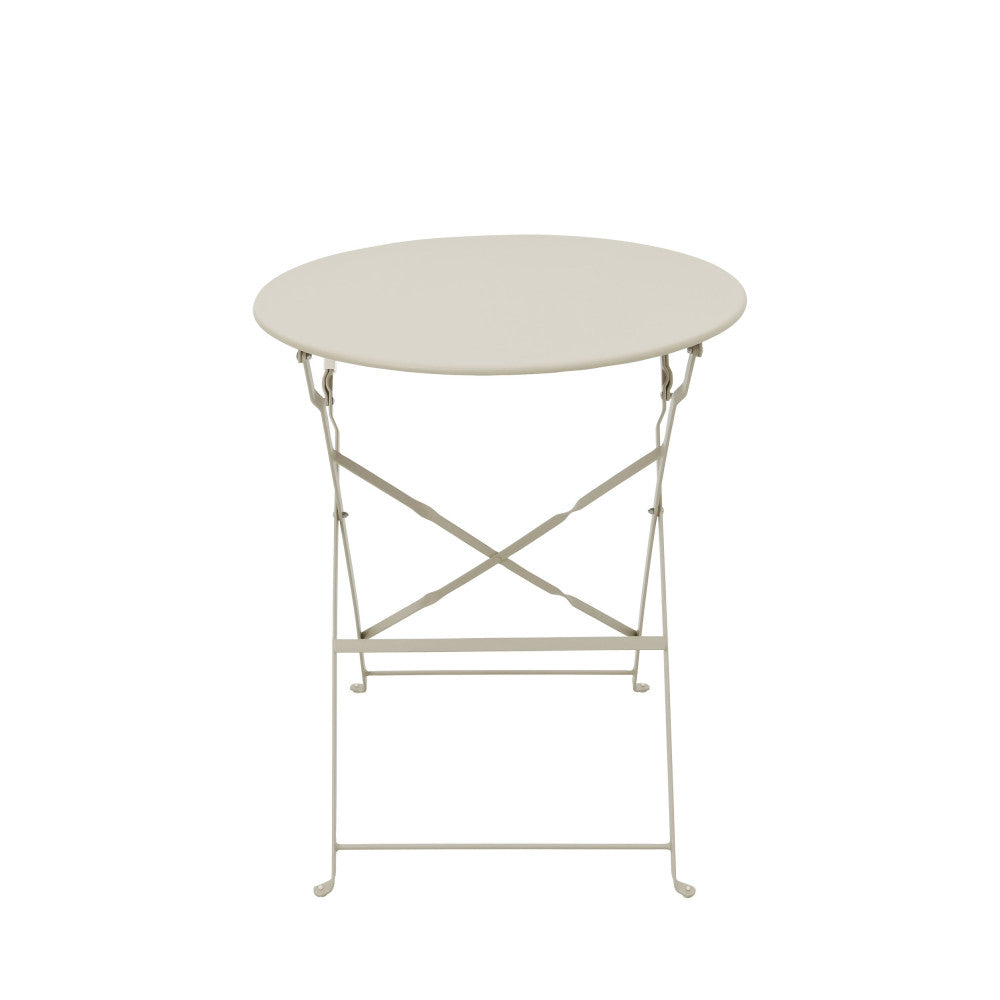 Marseille - Round Bistro Folding Garden Table Set and 2 Chairs - Metal - Beige