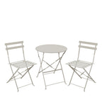Marseille - Round Bistro Folding Garden Table Set and 2 Chairs - Metal - Beige