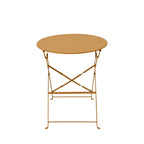 Marseille - Ensemble Table De Jardin Pliante Ronde Bistrot Et 2 Chaises - Métal - Ocre