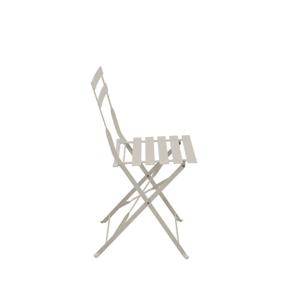 Marseille - Round Bistro Folding Garden Table Set and 2 Chairs - Metal - Beige