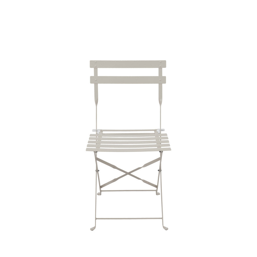 Marseille - Round Bistro Folding Garden Table Set and 2 Chairs - Metal - Beige