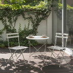 Marseille - Round Bistro Folding Garden Table Set and 2 Chairs - Metal - Beige