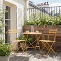 Marseille - Ensemble Table De Jardin Pliante Ronde Bistrot Et 2 Chaises - Métal - Ocre