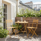 Marseille - Ensemble Table De Jardin Pliante Ronde Bistrot Et 2 Chaises - Métal - Ocre