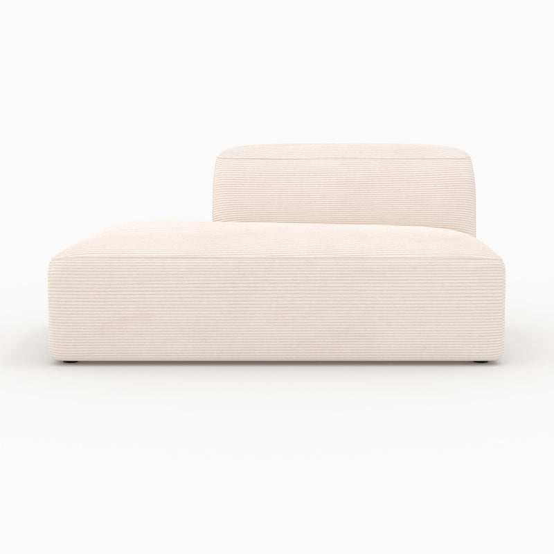 Canapé modulable Mina en velours côtelé blanc 4 places avec 2 poufs