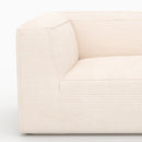 Canapé modulable Mina en velours côtelé blanc 4 places avec 2 poufs