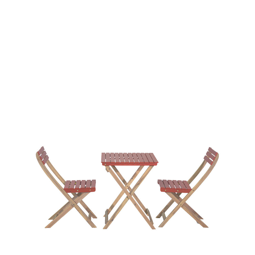 Dana - Folding Garden Bistro Table Set and 2 Chairs - Wood - Terracotta