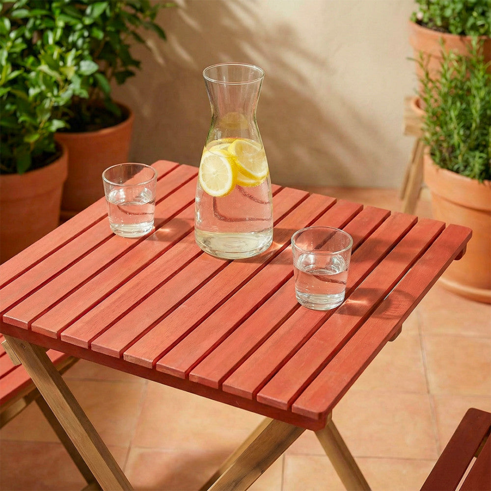 Dana - Folding Garden Bistro Table Set and 2 Chairs - Wood - Terracotta
