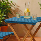 Dana - Folding Bistro Garden Table Set and 2 Chairs - Wood - Blue
