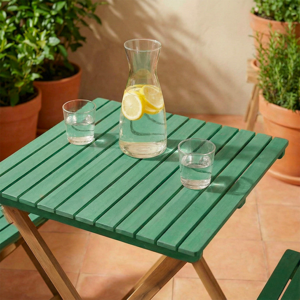 Dana - Folding Garden Bistro Table Set and 2 Chairs - Wood - Green