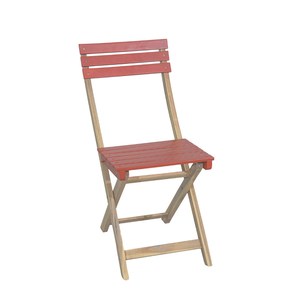 Dana - Folding Garden Bistro Table Set and 2 Chairs - Wood - Terracotta