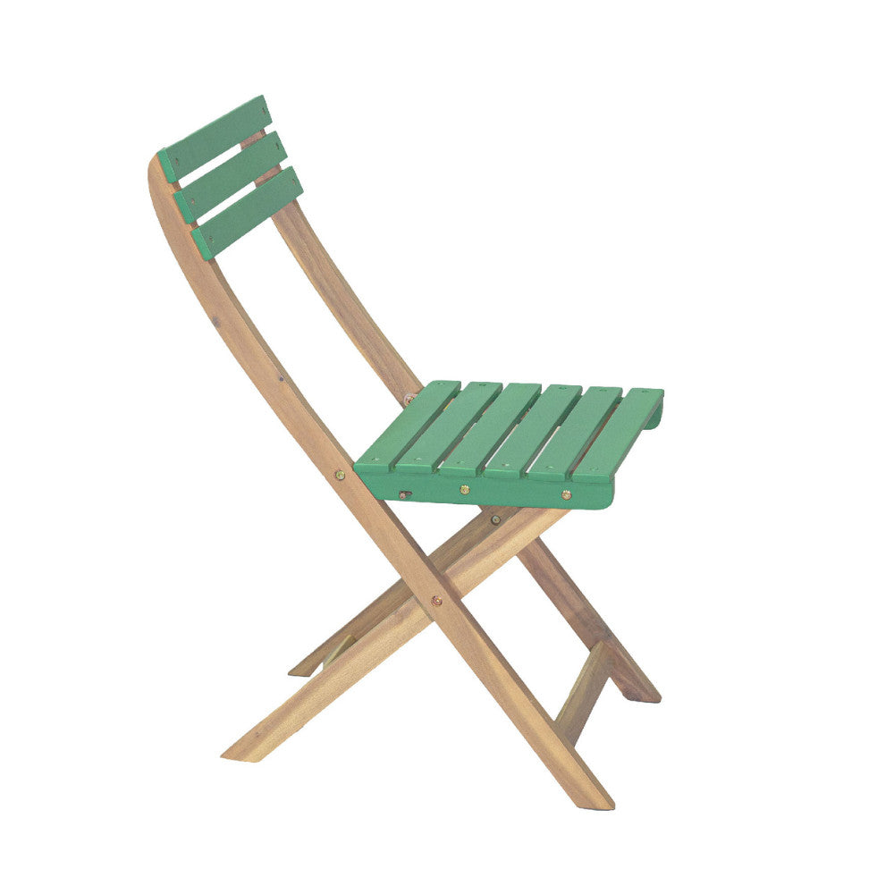 Dana - Folding Garden Bistro Table Set and 2 Chairs - Wood - Green