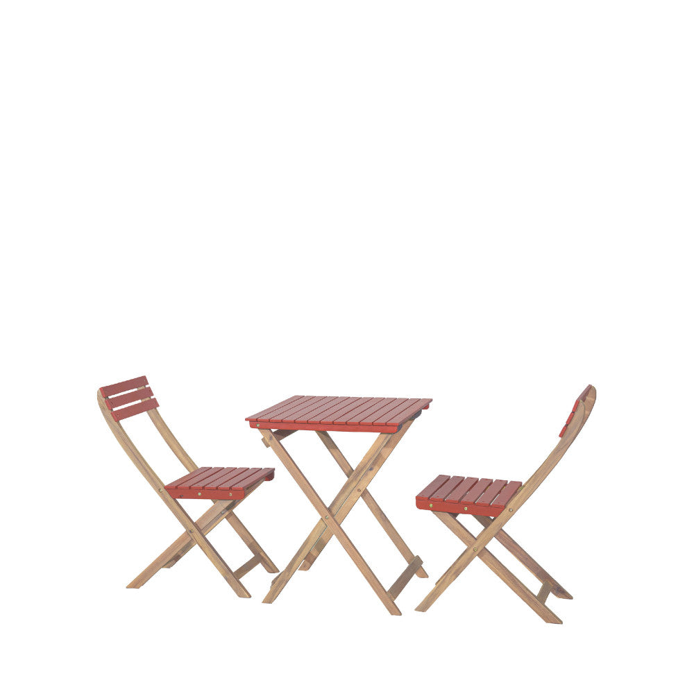 Dana - Folding Garden Bistro Table Set and 2 Chairs - Wood - Terracotta