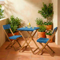 Dana - Set Tavolo Da Giardino Pieghevole Bistrot E 2 Sedie - Legno - Blu