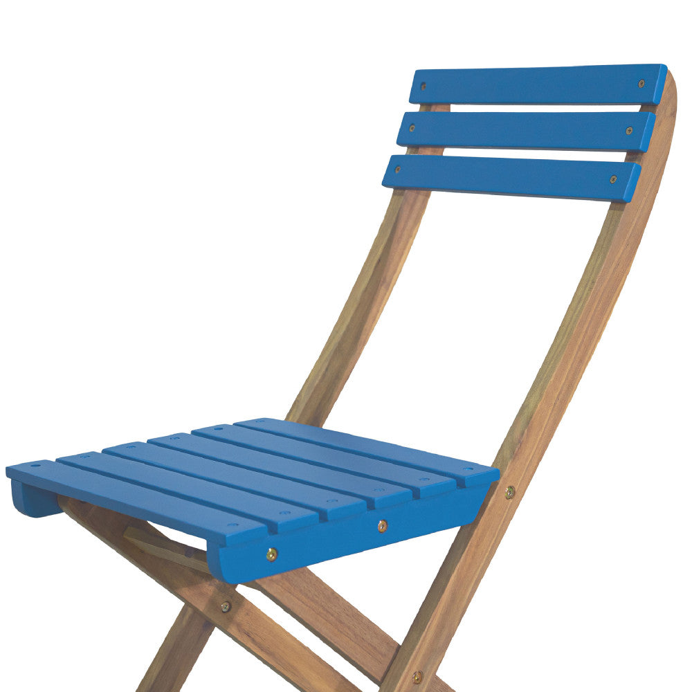 Dana - Folding Bistro Garden Table Set and 2 Chairs - Wood - Blue