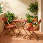 Dana - Folding Garden Bistro Table Set and 2 Chairs - Wood - Terracotta