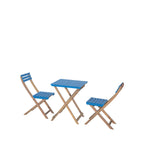 Dana - Folding Bistro Garden Table Set and 2 Chairs - Wood - Blue