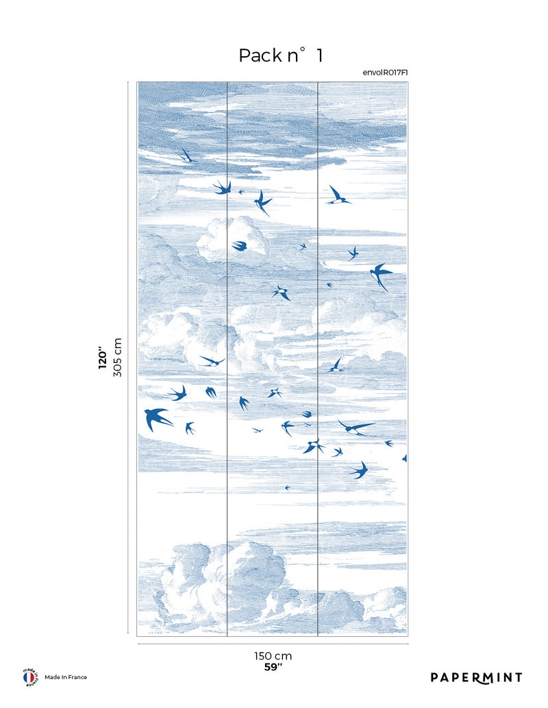 Fresque Envolée - Encre Bleue